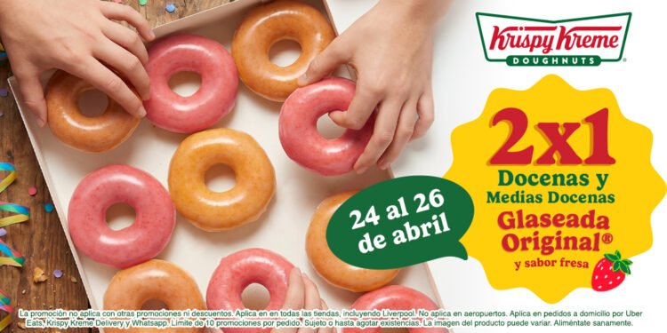 ¿Glaseada Original o de Fresa? Tus donas favoritas al 2×1 por tiempo limitado Krispy Kreme®
